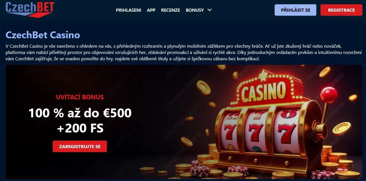 Aktuální české rozhraní domovské stránky CzechBet